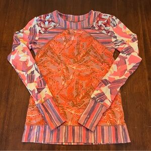 Maaji Women’s Multicolor Long Sleeve Rash Guard Swim Top Size M Thumb Holes